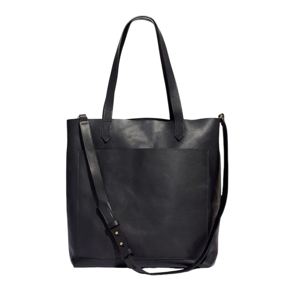 Madewell Handbags - Madewell Medium Transport Tote Black Leather Crossbody Handbag